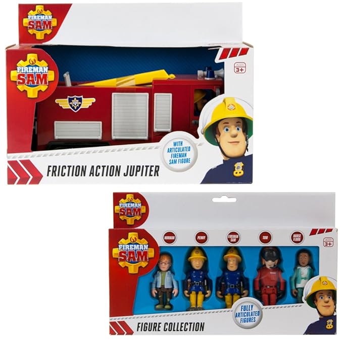 Fireman Sam Friction Feuerwehrauto Jupiter & 5 Abbildung Articulated Set