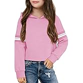 Haloumoning Girls Fashion Hoodies Kids Cute Striped Long Sleeve Crop Tops Hooded Sweatshirts 5-14 Years