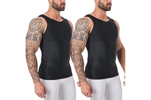 YOWODA Mens Body Shaper, Compression Shapewear Vest Slimming Undershirt Tank Top, Tummy Control Chest, Hide Gynecomastia