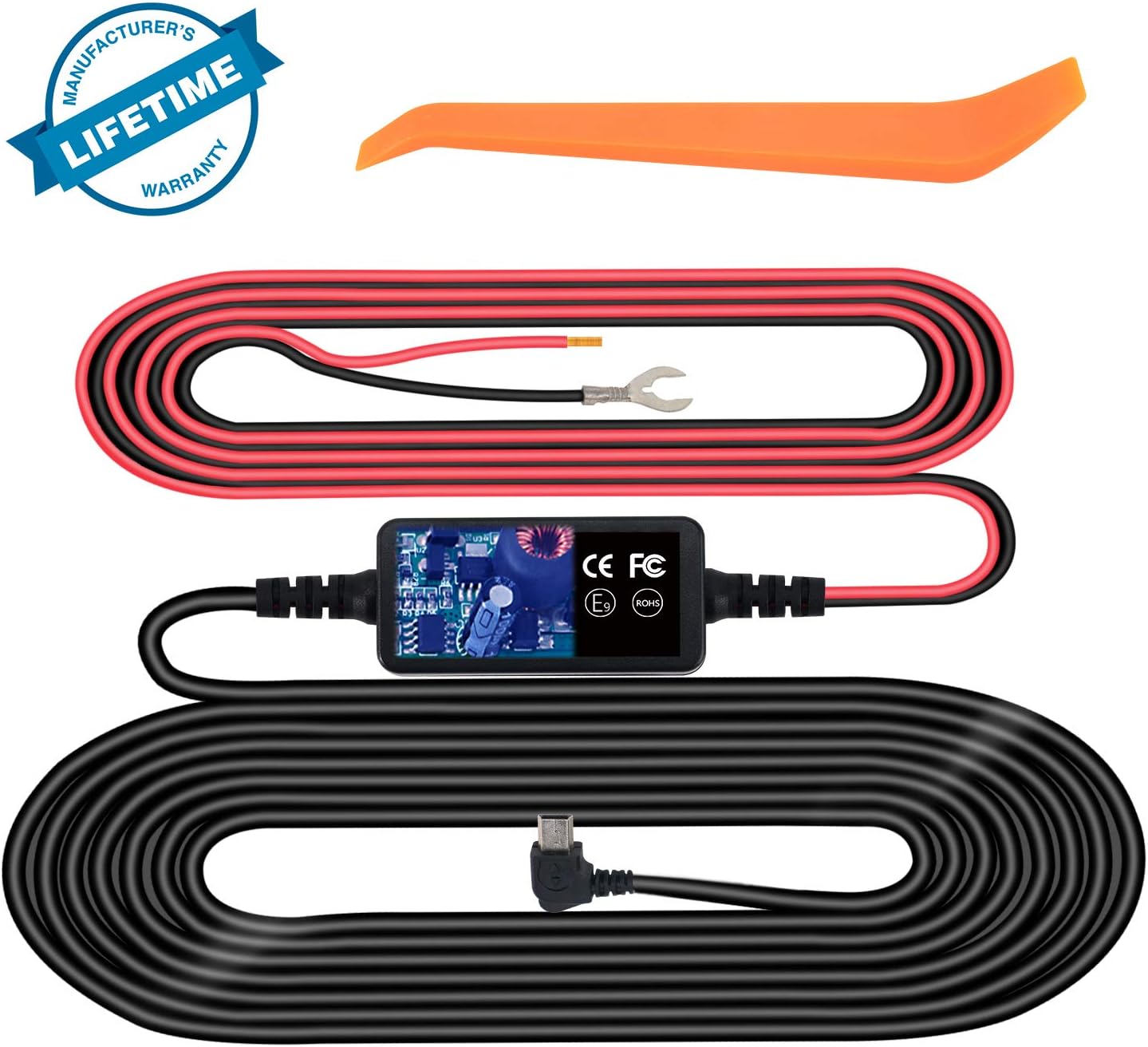 Dash Cam Hardwire Kit, Mini USB Hard Wire Kit Fuse for Dashcam, Plozoe 12V-30V to 5V Car Dash Camera Charger Power Cord, Gift Installation Tool（11.5ft）