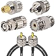 YOTENKO SO239 Adapter Kit 4-Pack, SMA Male Female to SO239 Adapter/BNC Male to SO239 Adapter/ SO239 to SO239 RF Adapter Connector, w/ 1.3ft PL259 Jumper Cable RG58 Coaxial Cable for CB Ham Radio
