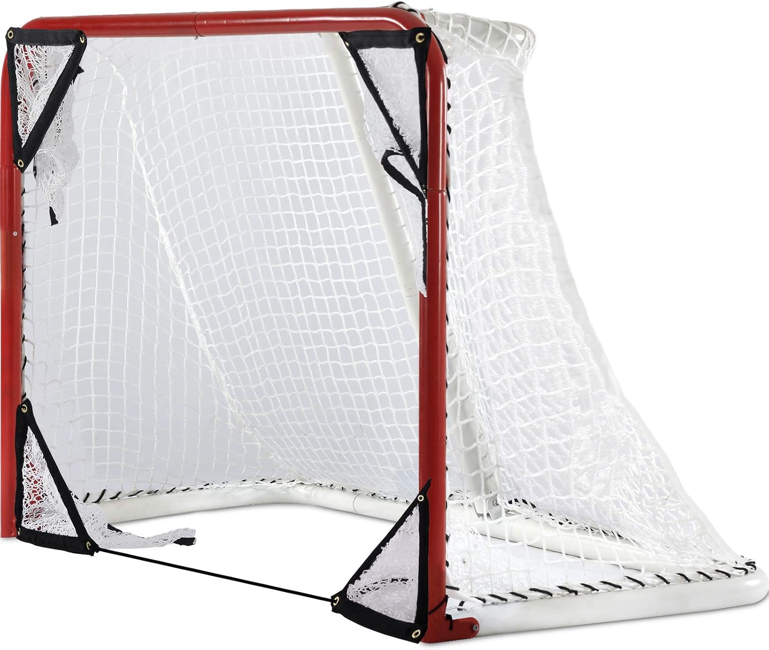 Kapler Foldable Hockey Goal，6' x 4' Steel Hockey Net Professional Street Hockey Shooting Targets with Red Frame and White Netting (Square) : Sports & Outdoors