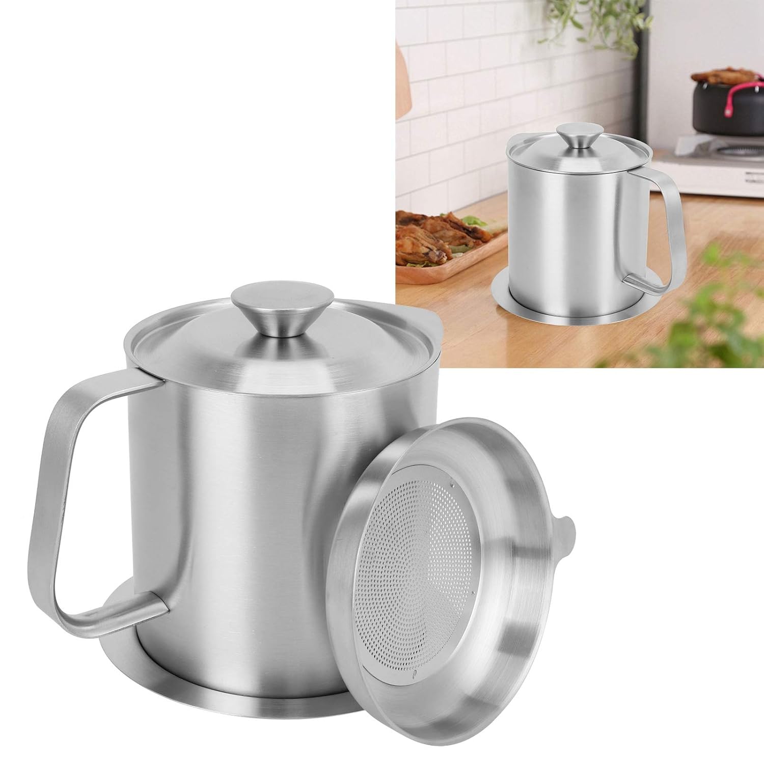 Oil Strainer, Oil Strainer Pot, Oil Storage Can Container Kitchen Oil