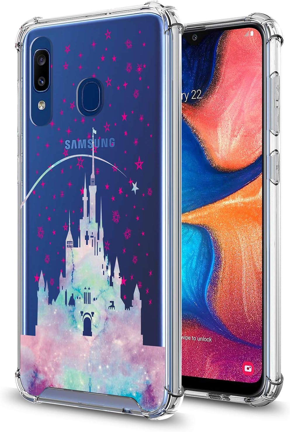 GORGCASE CASE Designed for Galaxy A70 Slim Sleek Fit Hard PC Back TPU Bumper Anti-Scratch [Shock Absorbing] Clear Fashion Pattern Full-Body Drop Protective Phone Cover for Girls Women Teen Castle