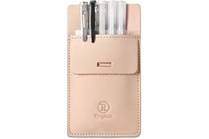 Ringsun Pocket Protector for Men, Full Grain Leather Pen Protect Holder for Heavy Duty Shirts, Lab Coats, Holds Pens, Pointers, Cards, Hold 6 Pens, Pocket Protectors for Pens and Pencils