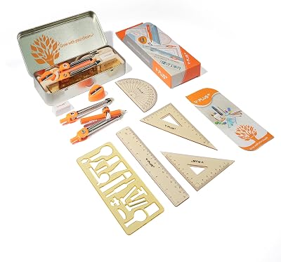 YPLUS Geometry Set for Students 11 Pcs Protractor Compass Ruler Kit