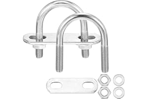 METALLIXITY U Bolts 4 Sets (1/4"(M6) x1.06"x1.85"), Round U Bolt Kits 304 Stainless Steel with Accessories - for Construction