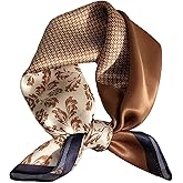 Aufeel 100% Real Mulberry Silk Women Small Square Neck Scarfs 21" Lightweight Headscarf Printed Neckerchief Gift Packed