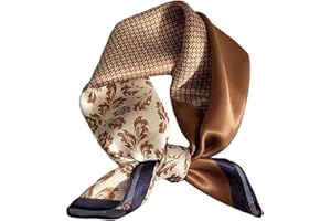 Aufeel 100% Real Mulberry Silk Women Small Square Neck Scarfs 21" Lightweight Headscarf Printed Neckerchief Gift Packed