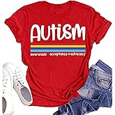 Autism Acceptance Shirt for Women I Believe in a Spectrum of Possibilities Tee Top Be Kind Short Sleeve
