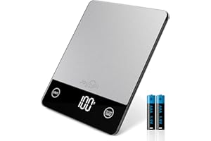 JOYHILL Food Scale, 22lb Digital Kitchen Scale Food Ounces and Grams for Weight Loss, Baking and Cooking, Premium Stainless Steel Food Weight Scale with LED Display, Batteries Included, Silver