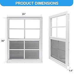 NeatiEase 2 Pack Shed Window, 24" x 36" Flush Mount