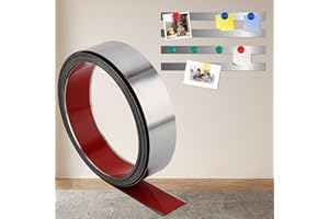 QDYMXUN Self Adhesive Backing Metal Strip for Magnets, Flexible Ferrous Memo Tapes Roll for Bulletin Boards in Studio, Office, School (Glossy Silver, 118''L x 1.57''W)
