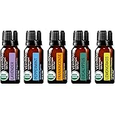 Premium USDA Organic Essential Oils Set4-100% Pure Natural Undiluted, for Aromatherapy Diffuser, 5x10ml