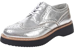 BPLANGAT Oxford Shoes for Women Round Toe Wingtips Brogues Lace up Platform Loafers Business Casual Office Dress Shoes, US Size 5-11