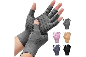 DRNAIETY 2 Pairs Arthritis Compression Gloves- for Hand Arthritis, Carpal Tunnel Pain, Rheumatoid Arthritis, RSI, Fingerless, Anti-Slip, Breathable Gloves for Men & Women, Typing, Daily Use(M, Gray)