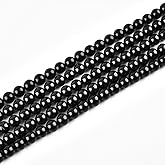 6mm Natural Black Onyx Beads Round Agate Gemstone Loose Beads for Jewelry Making (58-62pcs/strand) A