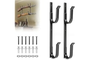 POOWEE Shotgun Holder for Wall - Dip Coating Shotgun Rack Wall Mount, Heavy Duty Steel Horizontal Gun Wall Mount, Horizontal Gun Rack, Airsoft, Rifle Holder - 1 Pair for 2 Guns