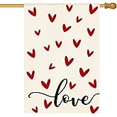 AVOIN colorlife Love Heart Valentines Day House Flag 28x40 Inch Double Sided, Love Anniversary Wedding Yard Outdoor Flag