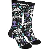Yrassio Dinosaur Skeleton Fossils Novelty Crew Socks Casual Crazy Funny Dress Socks For Women Men Teens Gift