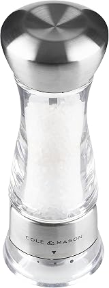 Cole & Mason Windermere Salt Mill 165mm Stainless Steel Acrylic Precision+ view 5