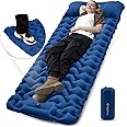 KingCamp Sleeping Pads for Camping, Self Inflating Camping Mattress with Built-in Foot Pump, Connectable Durable Inflatable Sleeping Mat with Pillow, Compact Camping Air Mattress for Camping Hiking