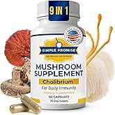 Cholibrium 9-in-1 Mushroom Complex Capsules With Lionβs Mane & Reishi - Adaptogenic Mushrooms Supplement Blend For Daily Immunity Focus, Sleep & Heart Health Support - 1,330 mg - 60 Capsules