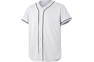 CUTHBERT Solid Baseball Jersey Shirt for Men and Women, Plain Casual Short Sleeves Button Down T-Shirt