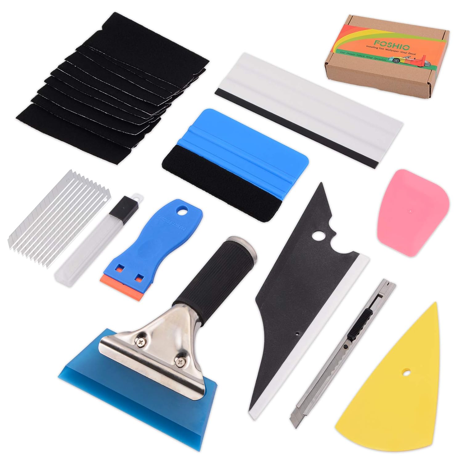 PRO Squeegee Felt Kit Car Vinyl Wrap Application Tools 10 Blades Window Tint Auto Parts and