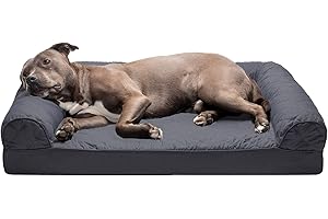 FurHaven Classic Sofa Orthopedic Dog Bed for Large Dogs, with Orthopedic Egg Crate Memory Foam for Joint Support, Removable Washable Cover, Large Medium, Quilted Sofa, Iron Gray