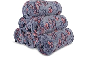 BVAGSS 6 Pack Small Dog Blanket, Super Soft Warm Pet Cover Blankets, Paw Print Puppy Fleece Flannel Blanket for Small Medium Dogs and Cats MW003