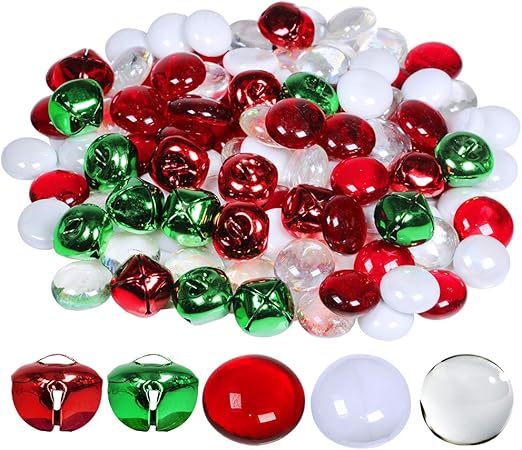 Amazon Com Winlyn Christmas Glass Gems And Jingle Bells Mix Metal