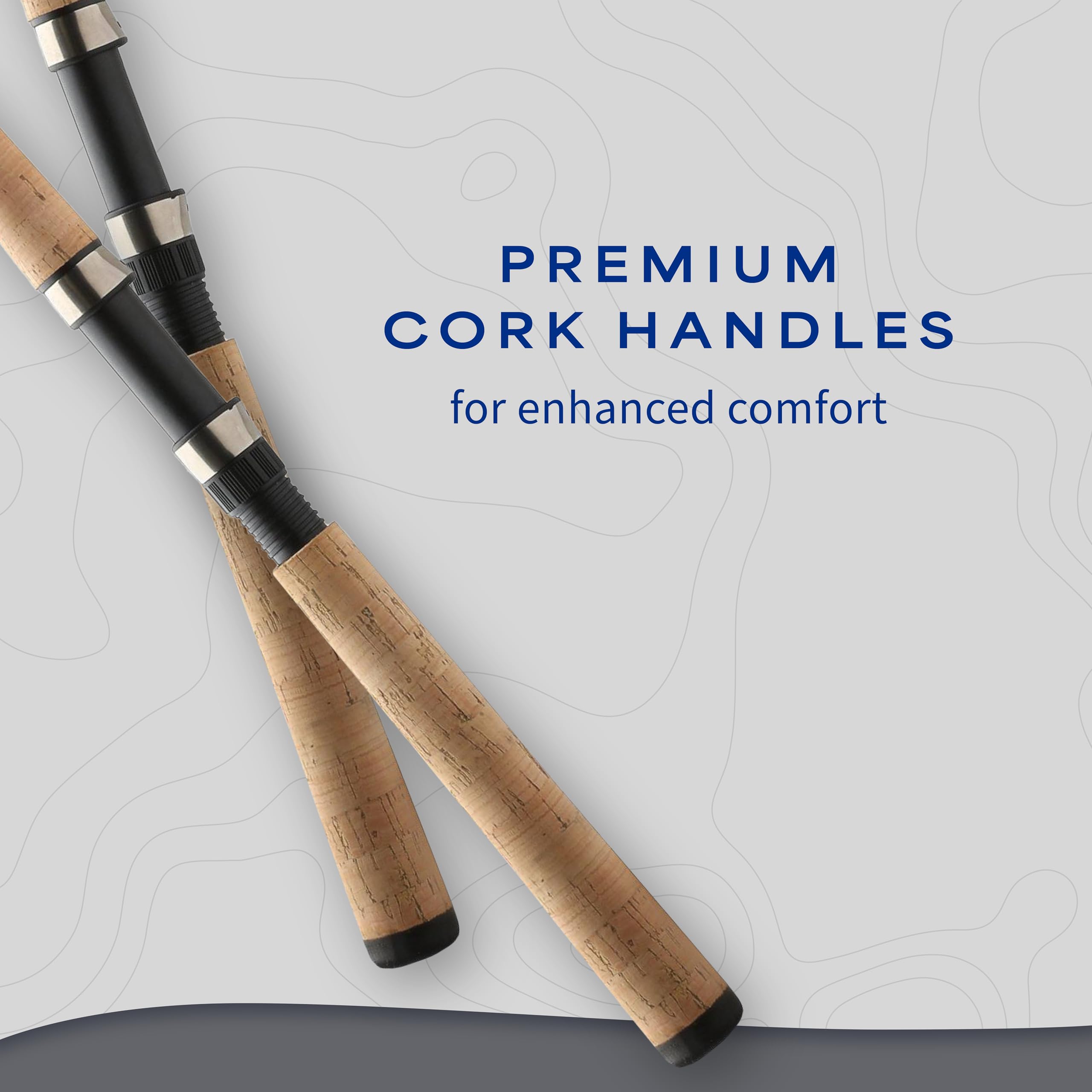 Shakespeare Micro 7\' Spinning Rod, 2-Piece Fishing Rod, Graphite Composite Blank, Light Rod Power, Comfortable Full Cork Handle