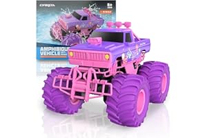 Carox 1:16 Scale Amphibious Remote Control Car Boat, 2.4GHz Waterproof RC Truck for Girls, 4WD All Terrain Off Road Car, Pool Toy with Rechargeable Battery, Water Toy for Kids Ages 6-7 8-9 10-12