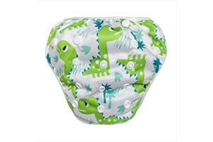 CHIPPI & CO Adjustable Swim Diapers Size 2 3 4, Reusable Swim Diaper for New Born, Infant, Baby, Toddlers Under 20 Lbs, Anti Solids Leak & Water Resistant Swimming Diapers (Dino, Adjustable)