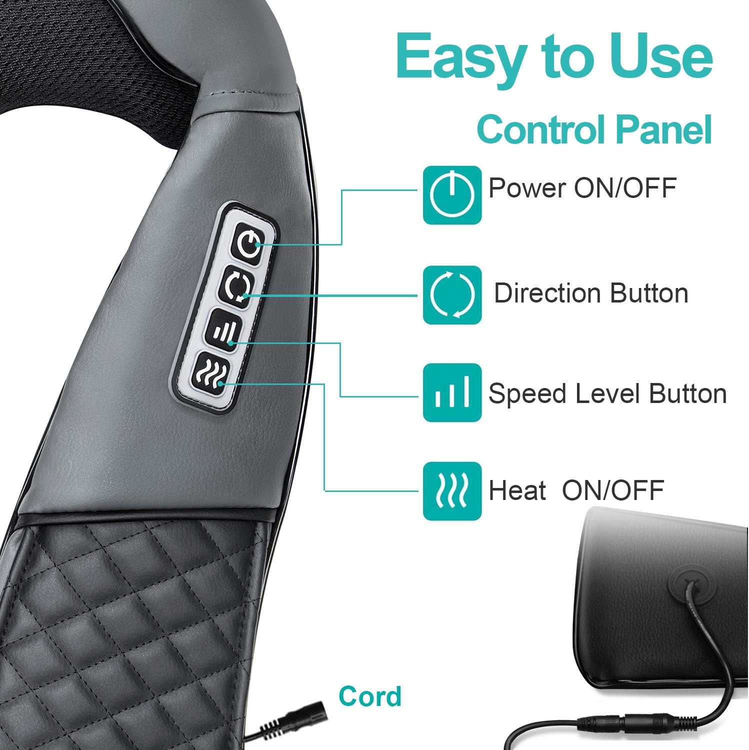 Medcursor Neck Shoulder Massager with Heat, Electric Shiatsu Back Massage Device, Portable Deep Tissue 3D Kneading Pillow for Muscle Pain Relief, Home, Office, Car Use - Ideal Gifts: Health & Personal Care