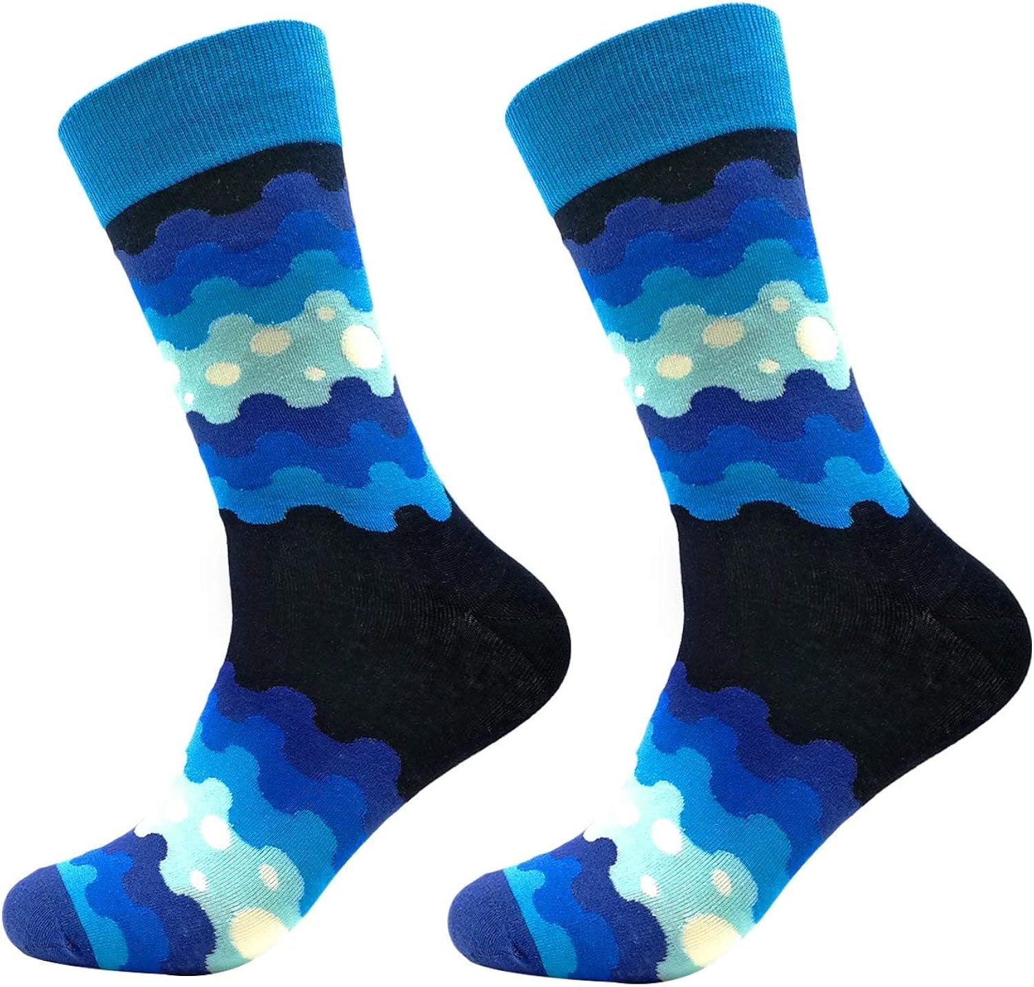 Fun Colorful Socks Combed Cotton Stockings Mid Calf Art Patterned Funky Happy Sock Packs, 12 Pairs1204, Free Size US 6-11: Clothing