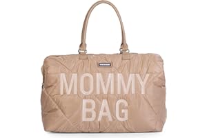 Childhome The Original Mommy Bag – Large Baby Diaper Bag, Mommy Hospital Tote and Travel Tote, Pregnancy Must Haves (Puffered Beige)