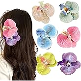 6Pcs Hawaiian Flower Hair Clip for Women Bohemian Butterfly Orchid Hairpin Artificial Flowers Hair Clips for Women Girls Bridal Hair Accessories