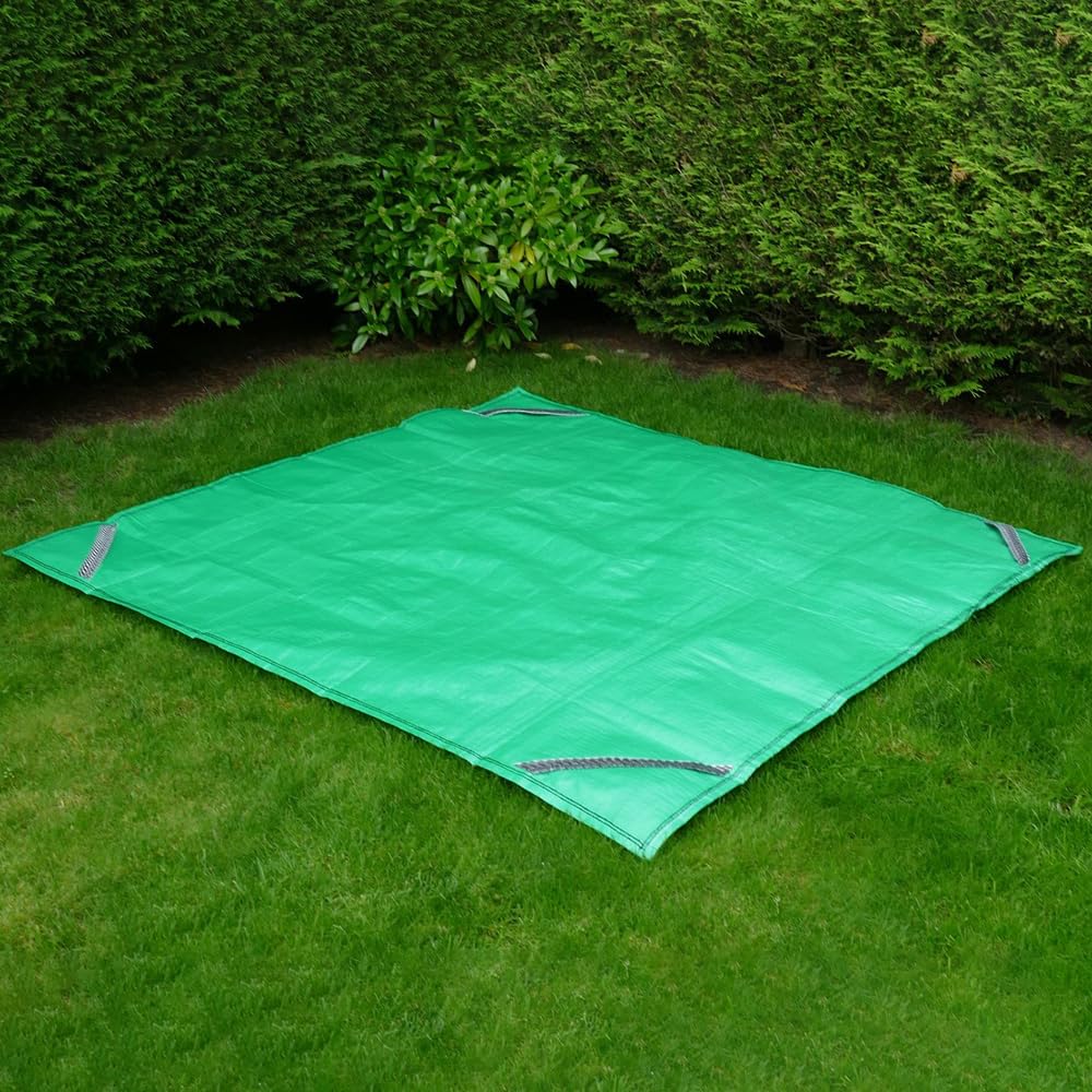 sackmaker Ground Sheet - Heavy Duty Extra Strong Ground Sheet with Lifting Handles - 6ft by 6ft Green Extra Thick Woven PP Sheet with reinforced stitched handles