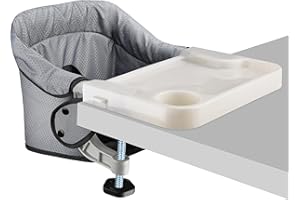 TOOGEL Hook On Chair with Removable Dining Tray,Folding Baby Chair, Portable Table High Chair with Storage Bag for Indoor/Outdoor, Grey