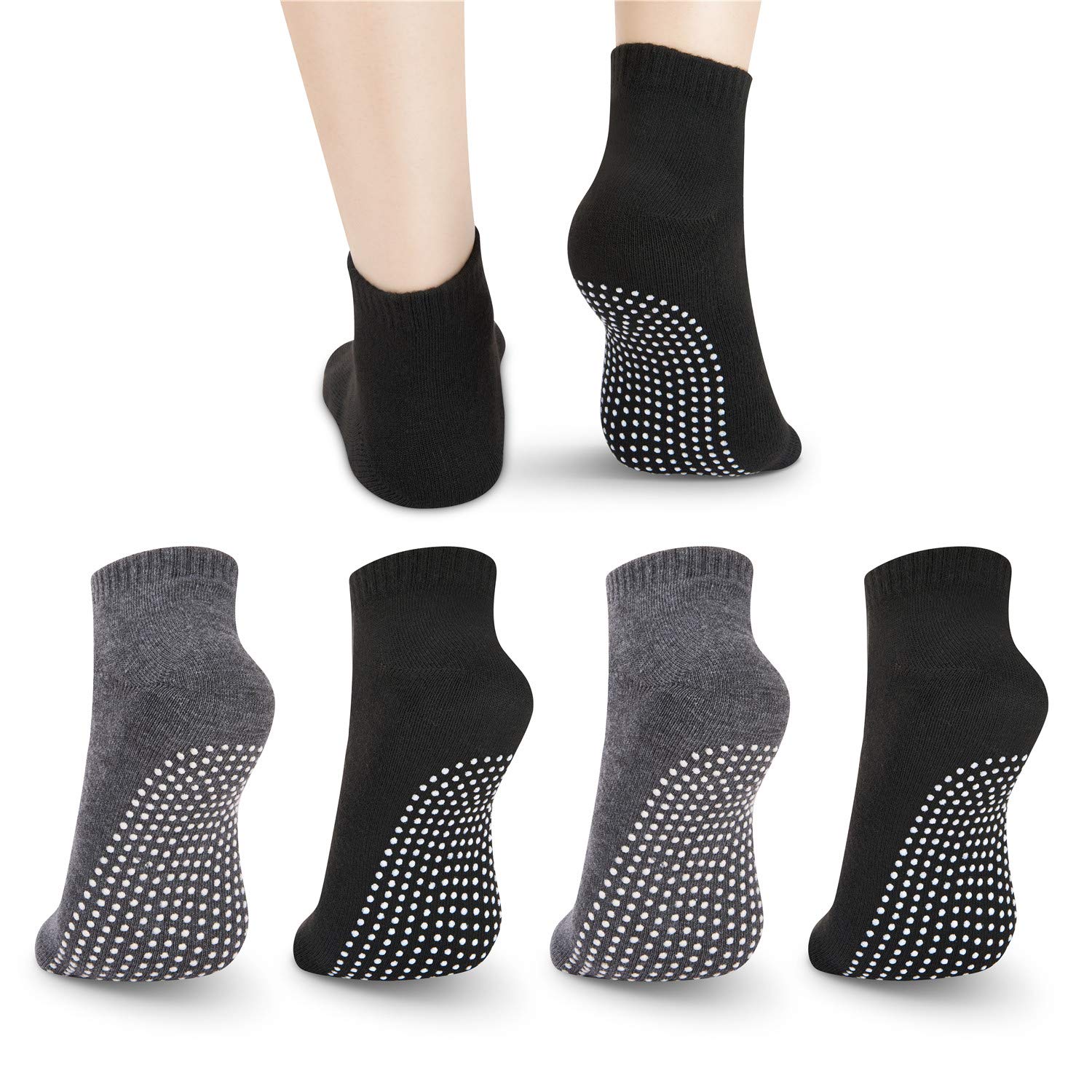 NEWCHAO Non Slip Skid Socks Gripper Yoga Socks for Women, Unisex Anti Slip Pilates Trainer Socks for Men and Girl for Home Workout Barre Hospital Pack of 4 — image 1