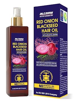 Alcamy Red Onion Black Seed Hair Growth Oil With Argan & Jojoba (100% Pure) For Men & Women Hair Oil (200 ml)
