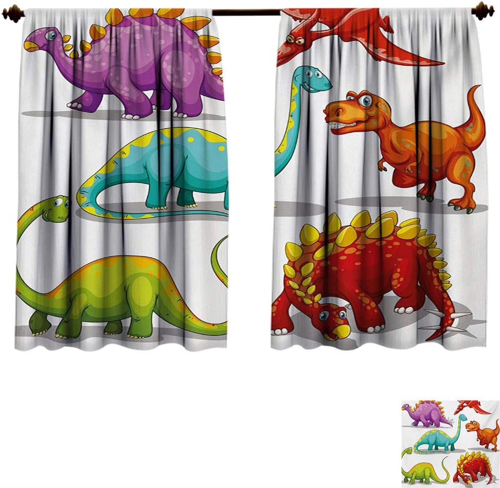 Dinosaur Blackout Curtains, Colorful Funny Different Dino