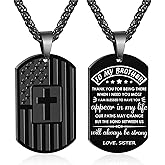 Zocomi Valentines Day Gifts for Him - To My Son Dad Brother Husband Grandson Grandpa Boyfriend Man Dog Tag Cross Necklace Christian American Flag Birthday Graduation Gifts Jewelry for Men Boys