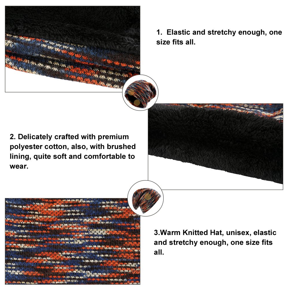 VBIGER Beanie Hat Knit Hat Winter Skull Wool Hat Windproof For Men & Women (Multicolor)
