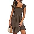ANRABESS Women's Summer Casual Sleeveless Square Neck Dress 2025 Smocked Ruffle Backless Boho Beach Cute Teen Short Sundress