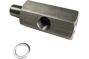 Oil Pressure Sensor Tee Adapter M12 x 1.5 to 1/8 NPT Port Turbo Supply Feed Line Gauge M12x1.5 Female to M12x1.5 Male with 1/