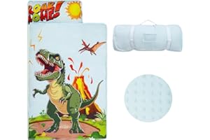 DECALSWEET Kids Nap Mat Portable Slumber Bags with Removable Pillow and Blanket for Girls Boys, Lightweight Extra Large Sleeping Bag for Preschool Camping Daycare