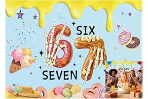DNCJODCN Donut Theme Funny 6 7 Meme Backdrop Birthday Party Photography Background Ice Cream Viral Six Seven Kids Girl Boy Ph